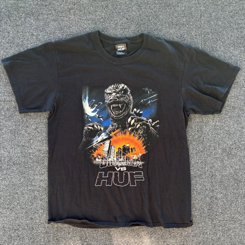 HUF vs Godzilla Limited Edition 2020 World Tour Black T-Shirt Graphic Large Mens